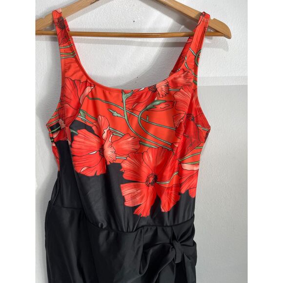 Tropical floral bathing suit dress colorful swimwear vacation beach women XL New - Picture 3 of 7